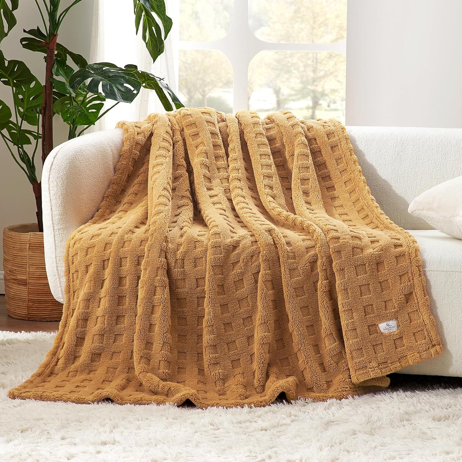 Modern Blue Throw Pillow — 50" — Brown