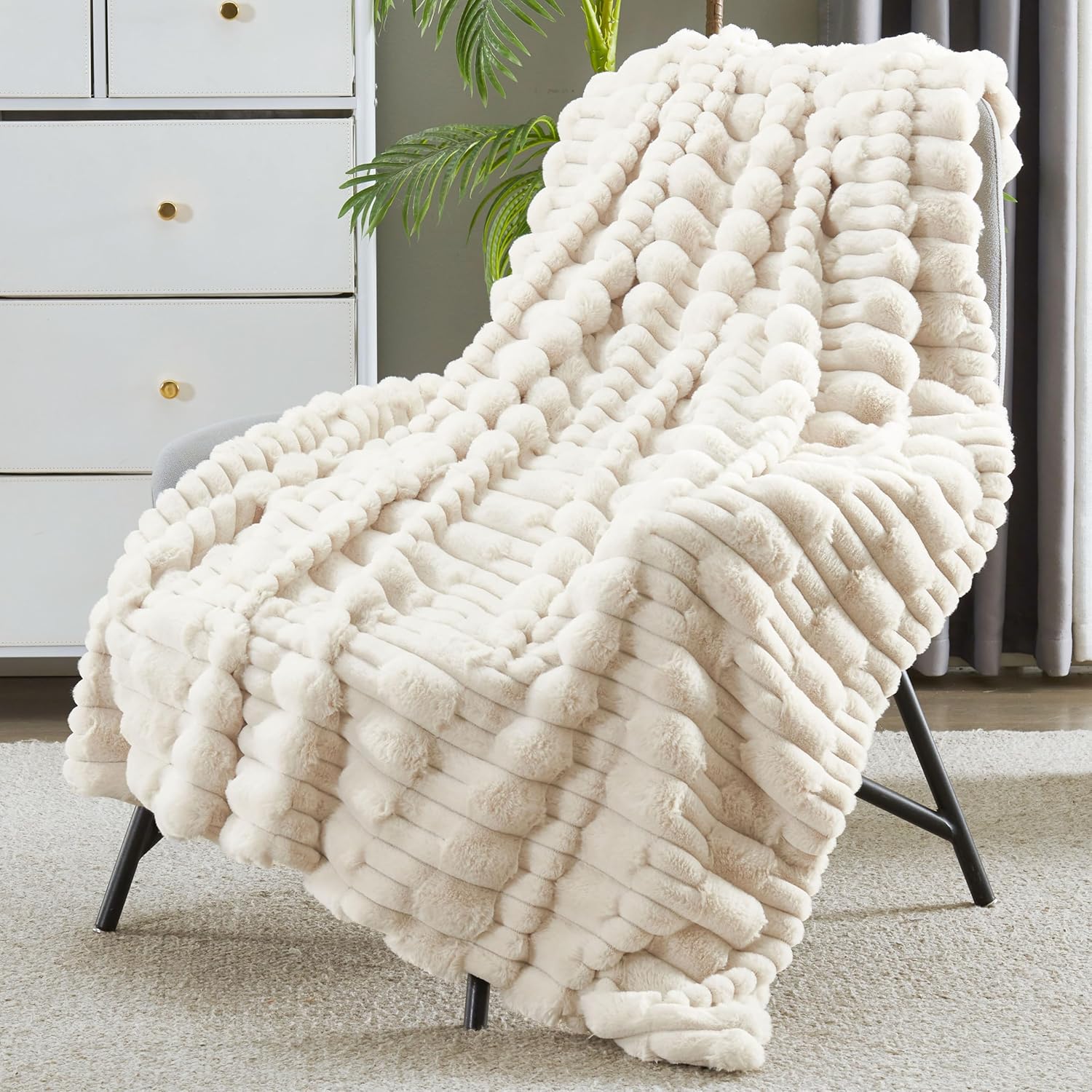 Modern Beige Throw Pillow — 50" — Sand White