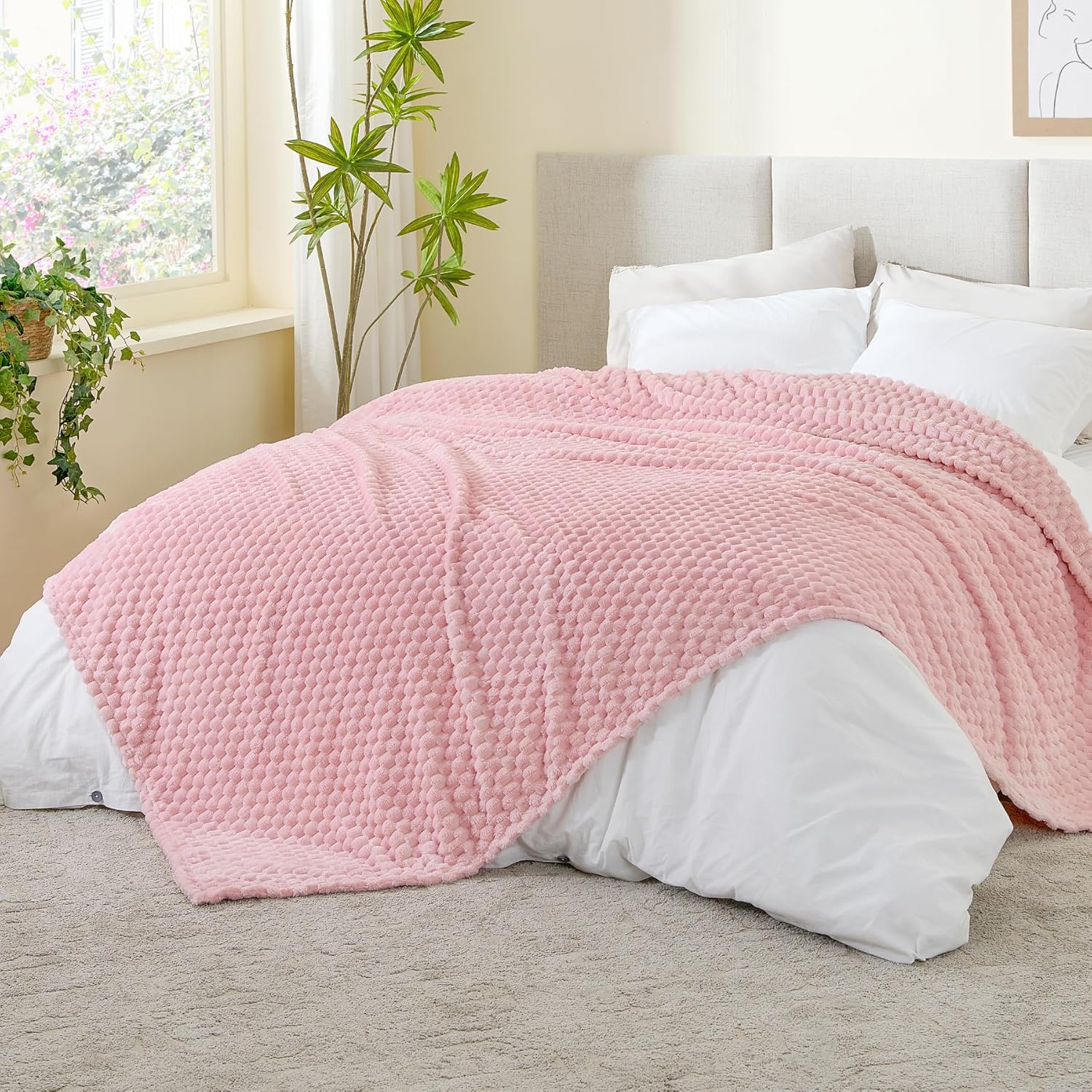 Black Throw Pillow — 50" — Pink-1