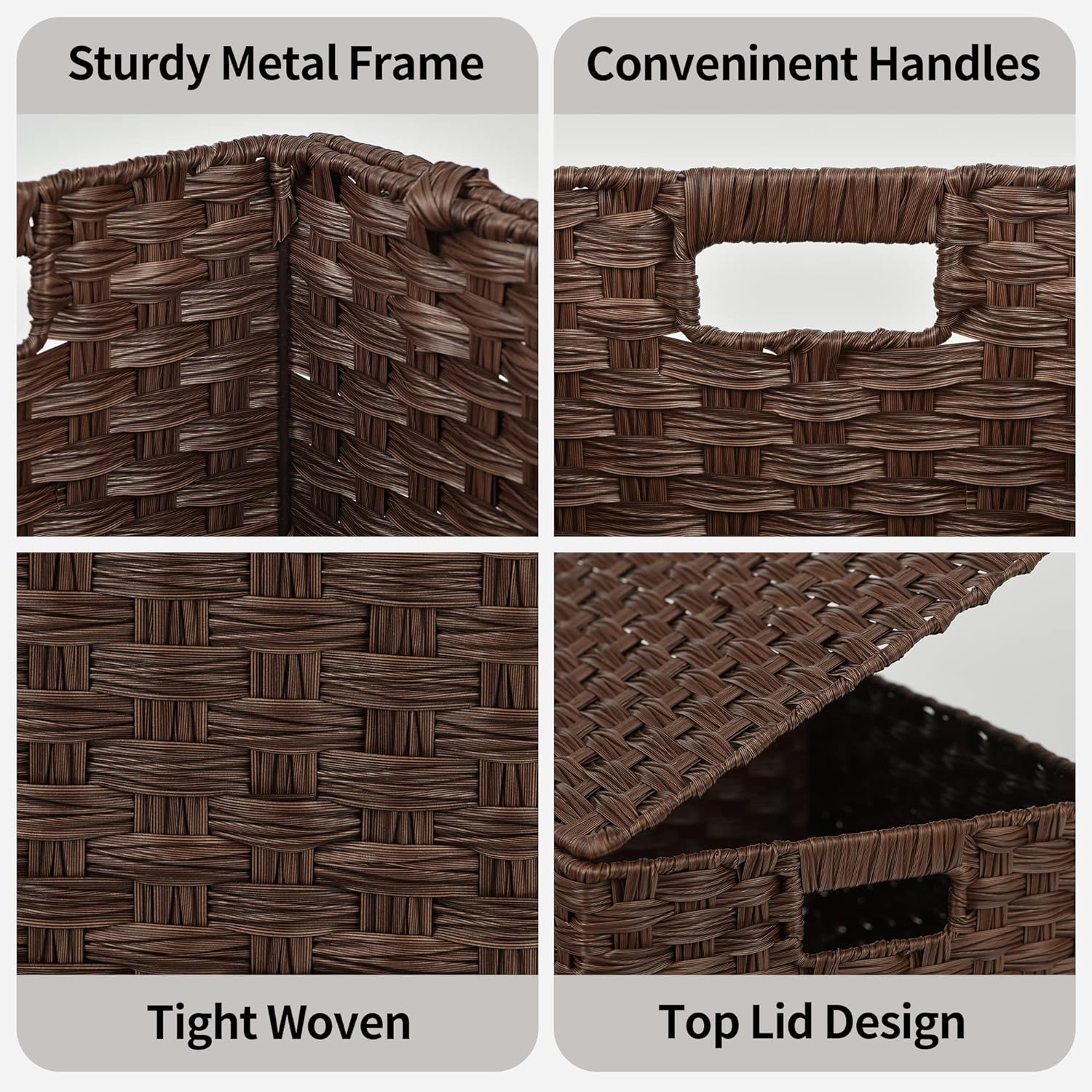Boho Brown Woven Basket — Set of 3 - View 5