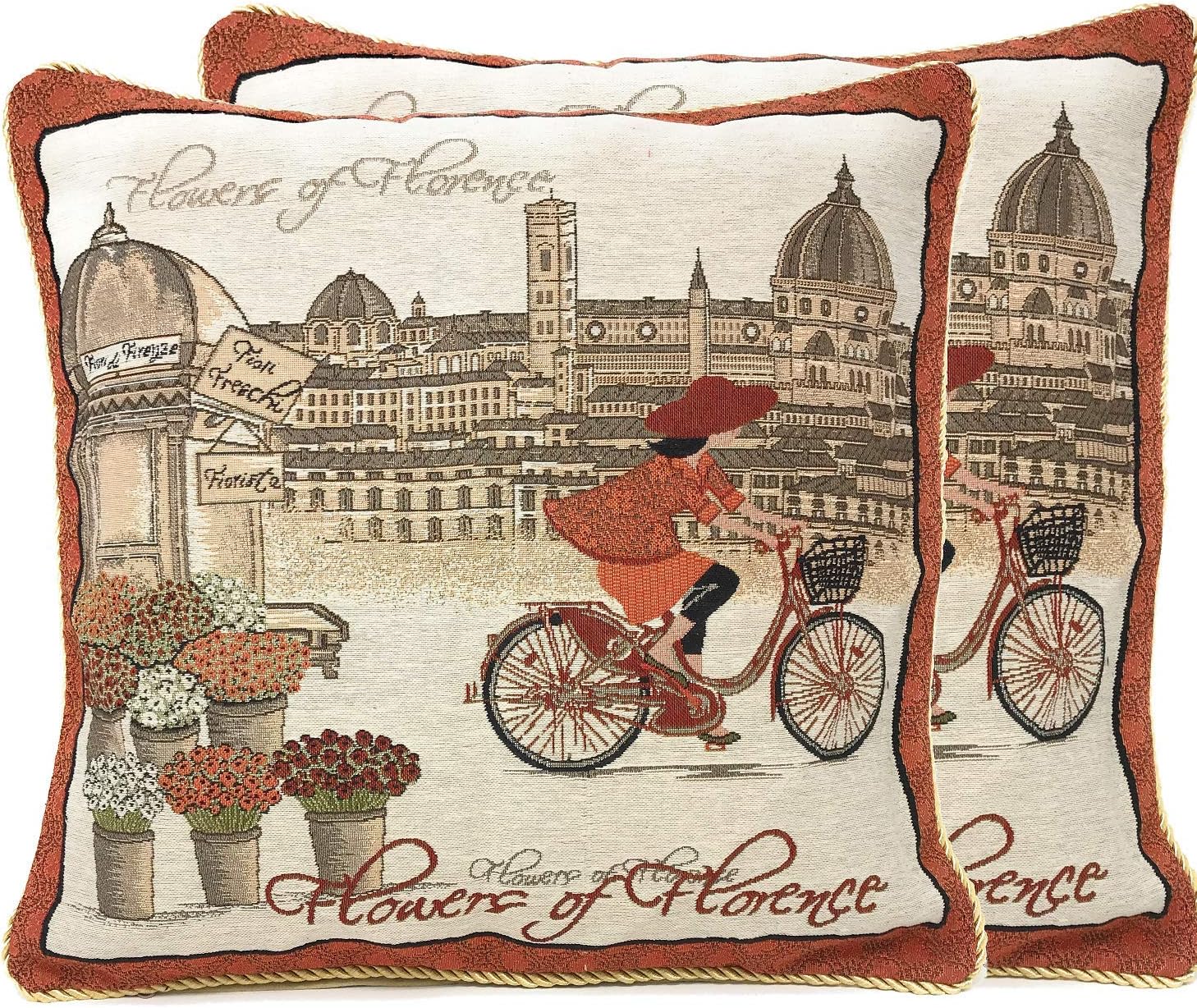 Vintage Boho Blue Throw Pillow Cover — 18" — 18" x 18" (Pack of 2)