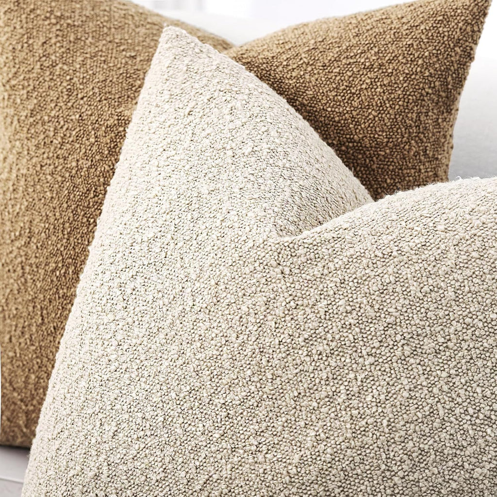 Boucle Beige Throw Pillow Cover — 22" - View 4