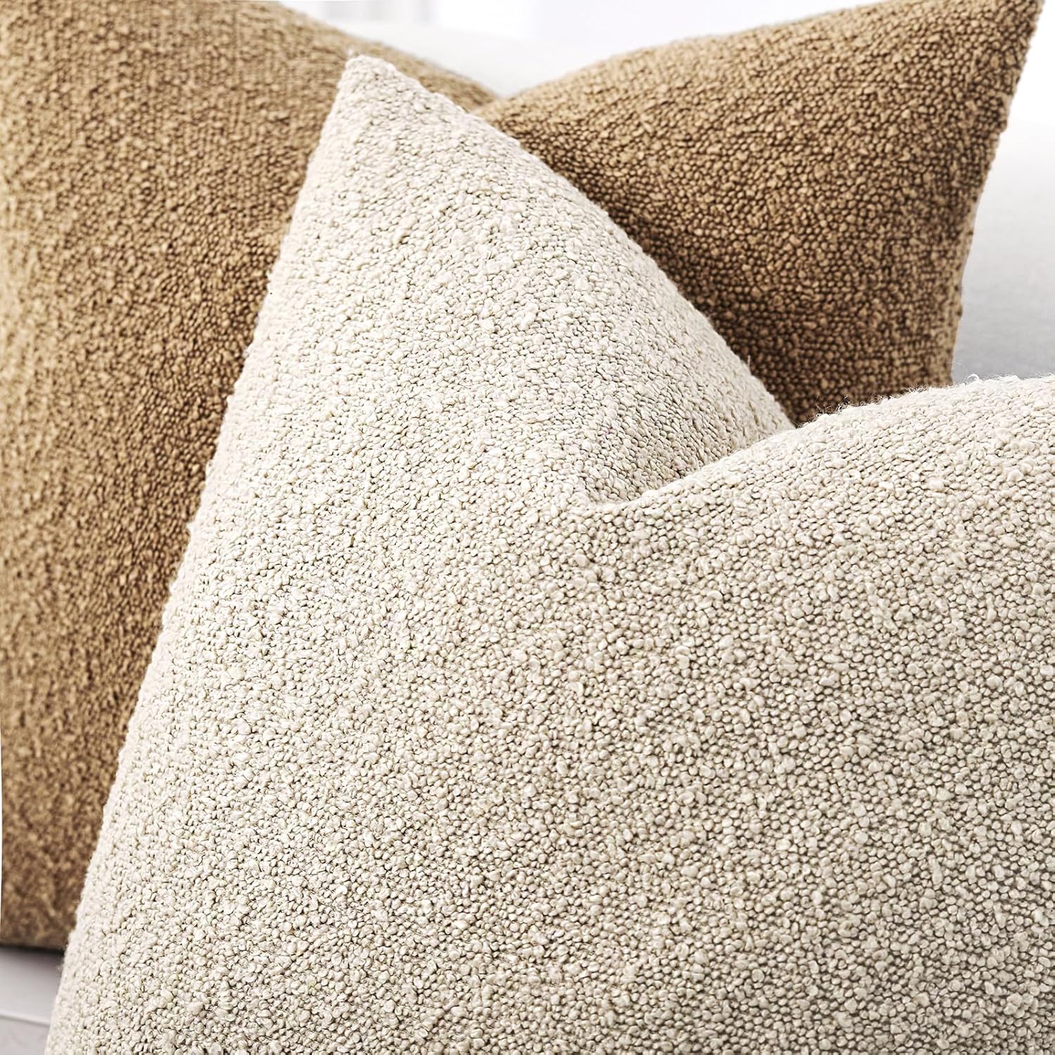Boucle Beige Throw Pillow Cover — 22" - View 4