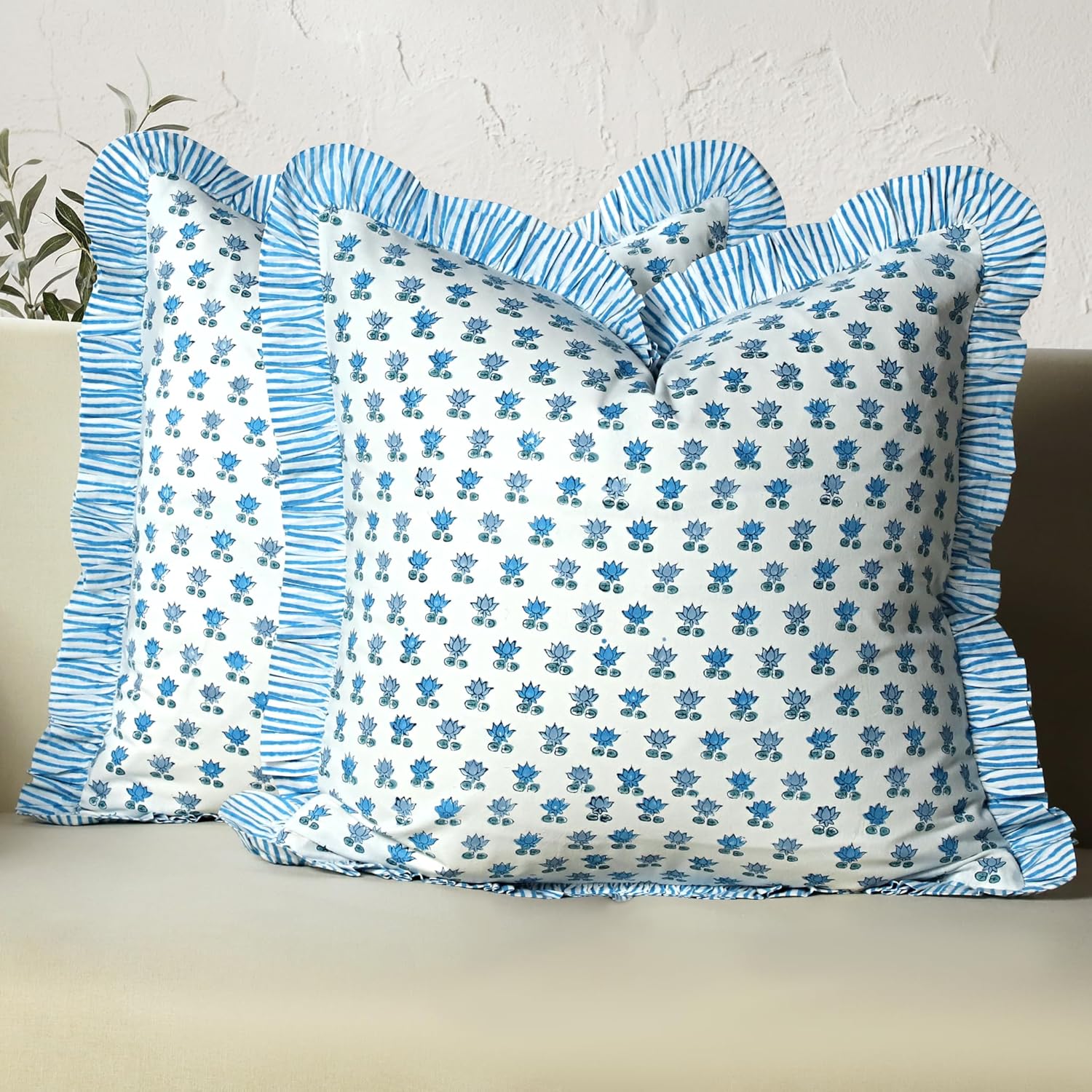 Boho Blue Throw Pillow — 20" — 20" x 20" (Pack of 2)
