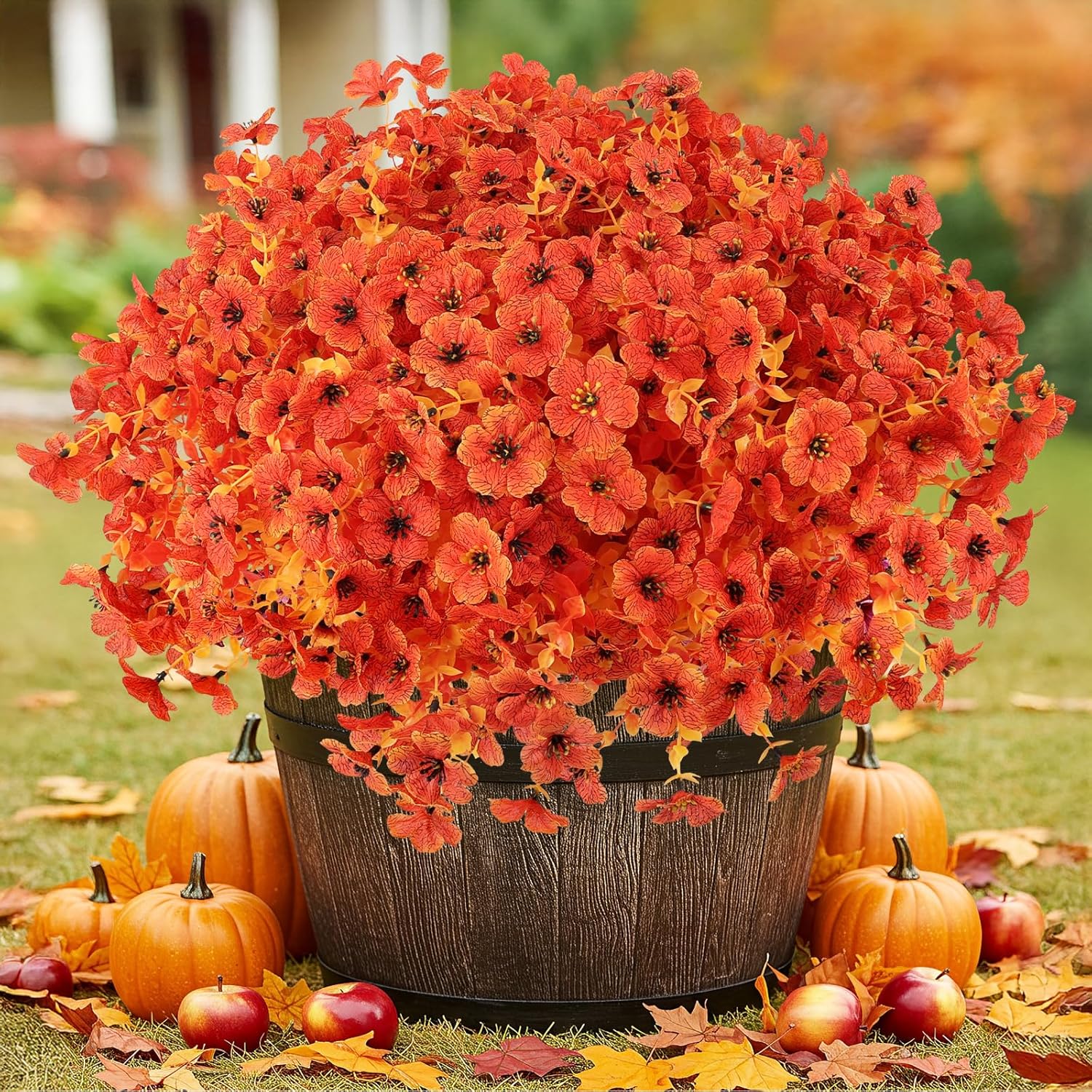 Blue Faux Plant — Orange