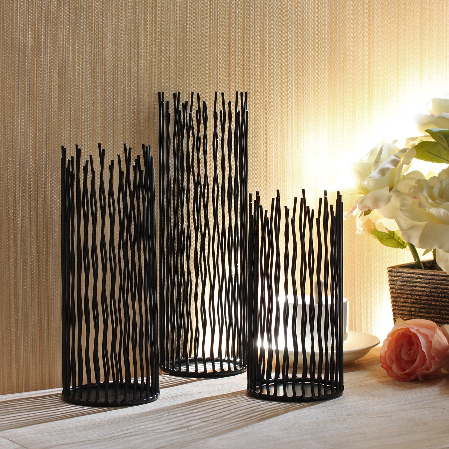 Modern Black Candle — Set of 3