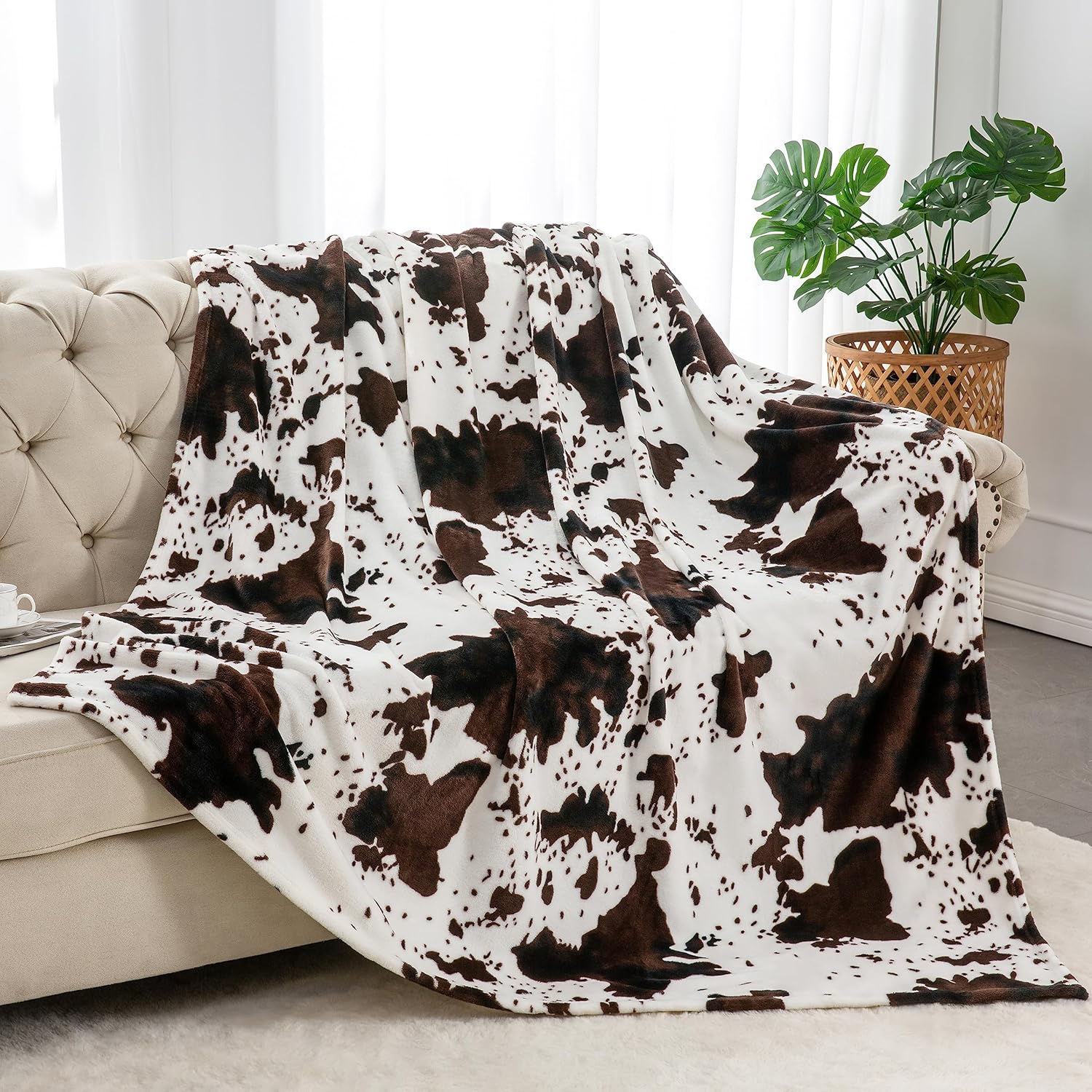 Luxe Beige Throw Pillow — 50" — Brown-cow
