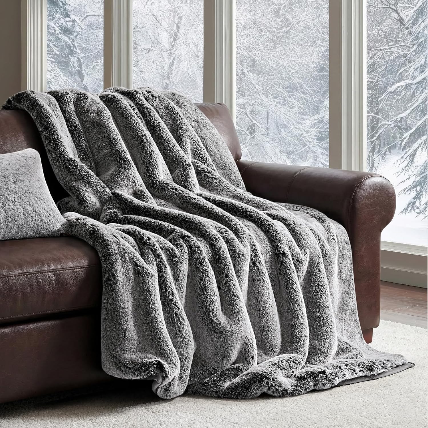 Velvet Luxe Beige Throw Pillow — 50" — Onyx Mink