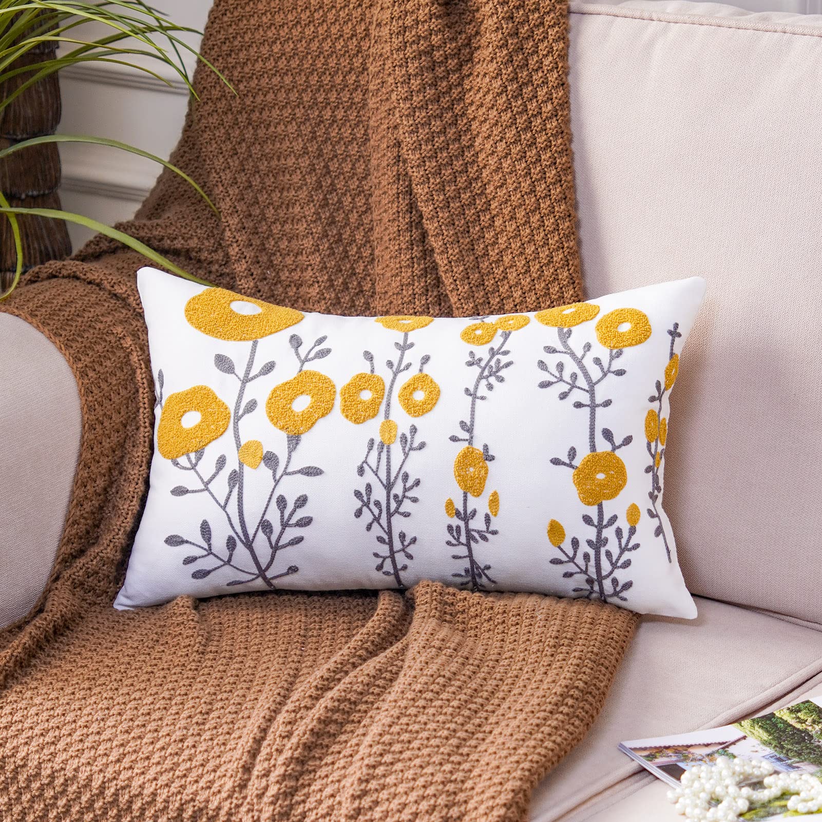 Rectangular Boho Yellow Pillow Cover — 20"