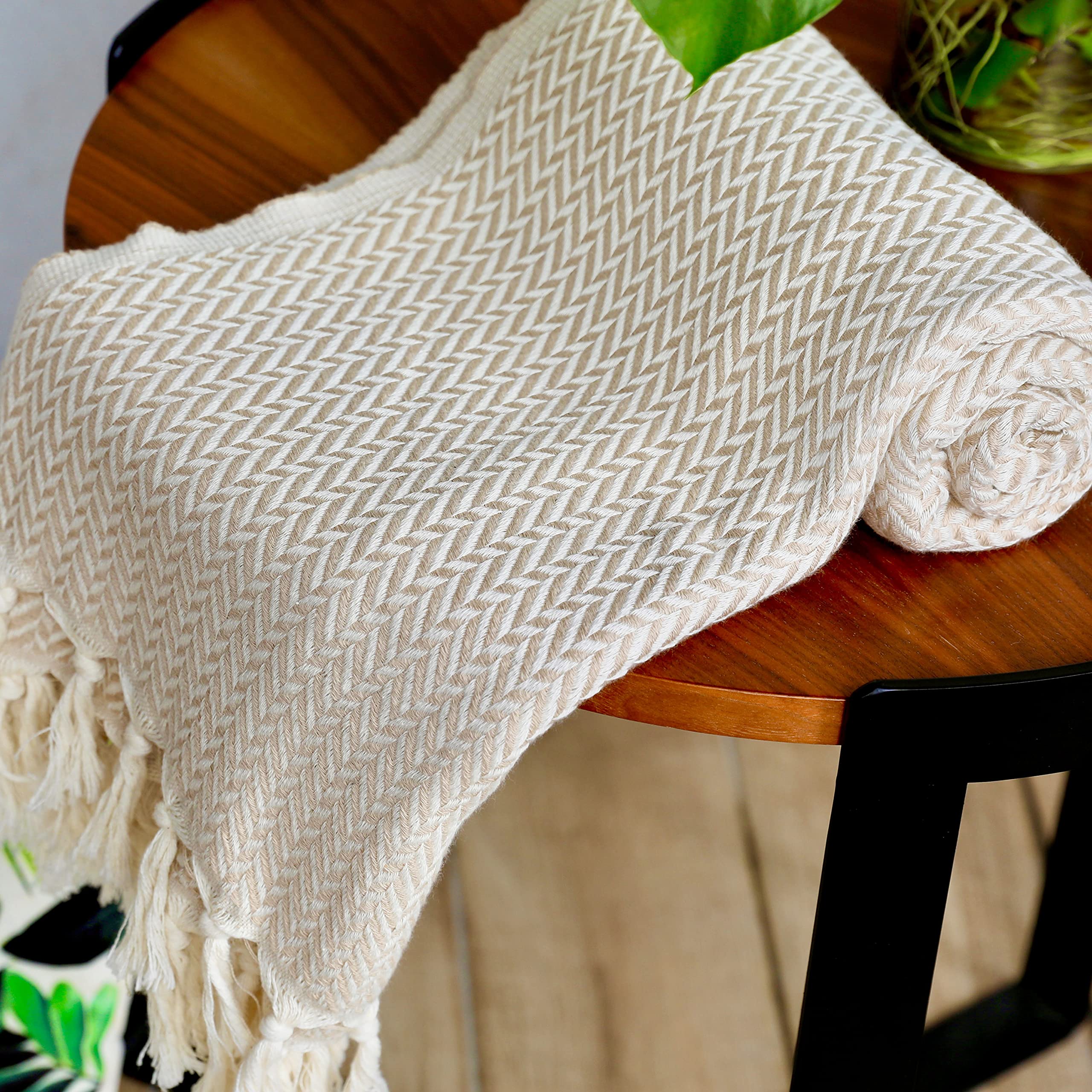 Boho Beige Throw Pillow