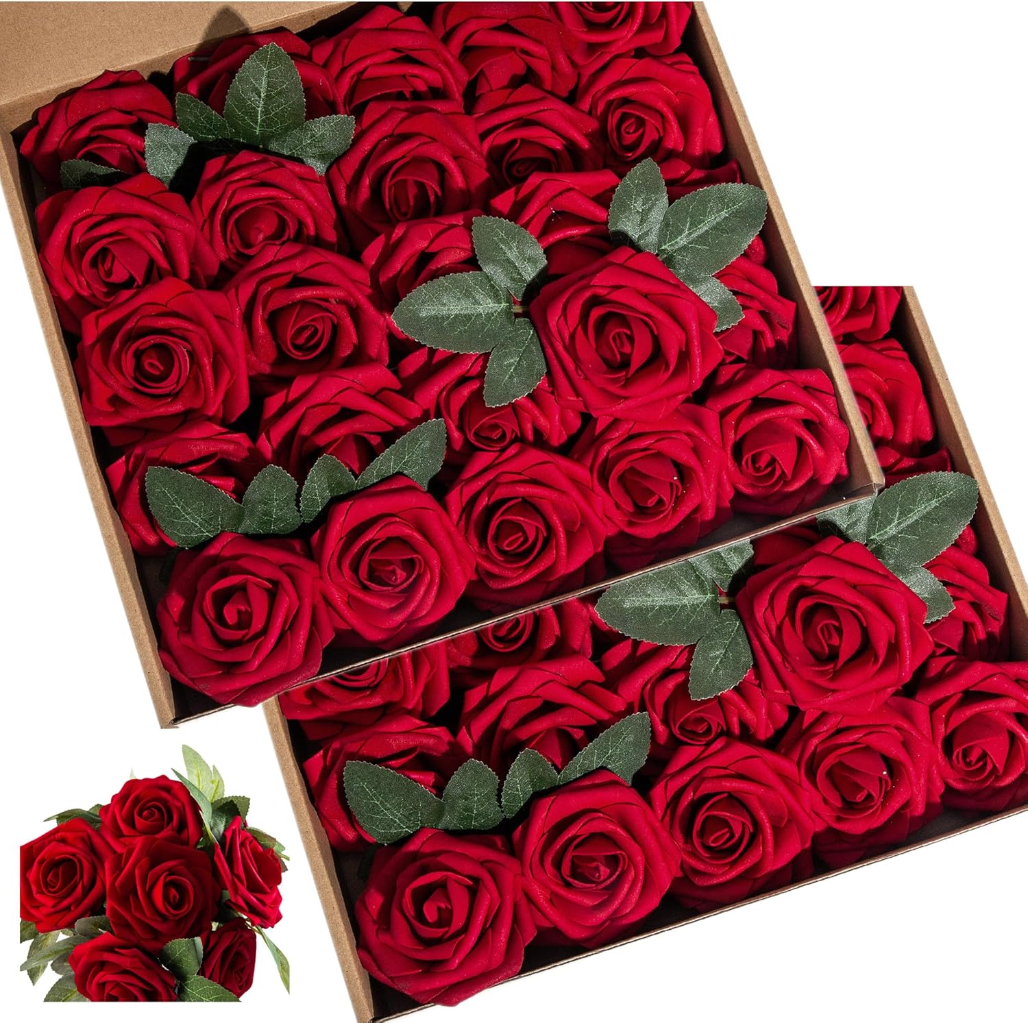 Black Artificial Plant — 50pcs Dark Red