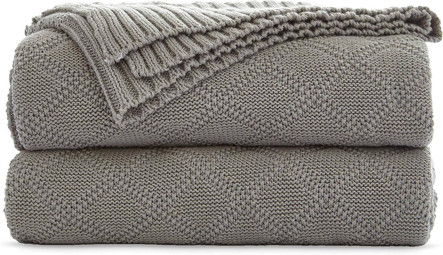 Knit Boho Beige Throw Pillow — 50" — Grey, X Pattern
