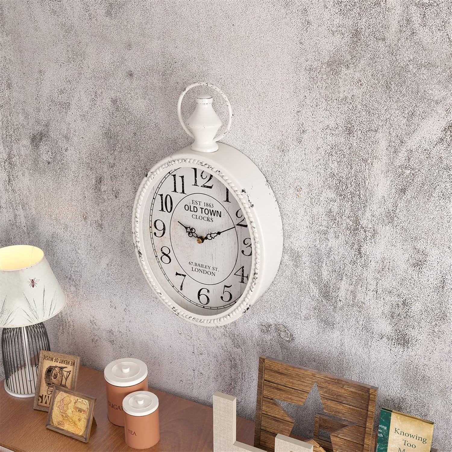 Battery Operated Farmhouse Black Wall Clock — 11.2" - View 5