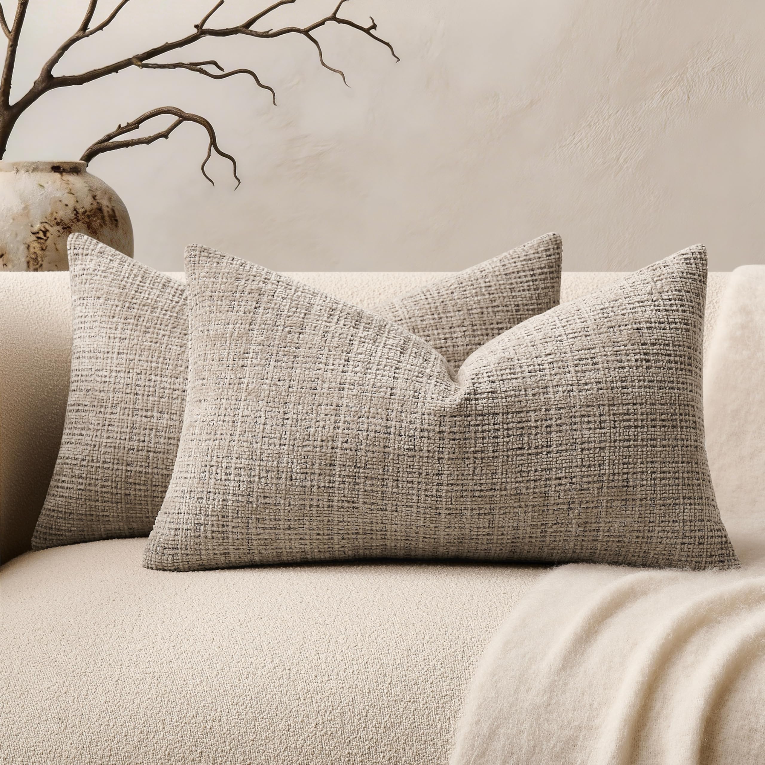 Chenille Boho Blue Throw Pillow Cover — 20"