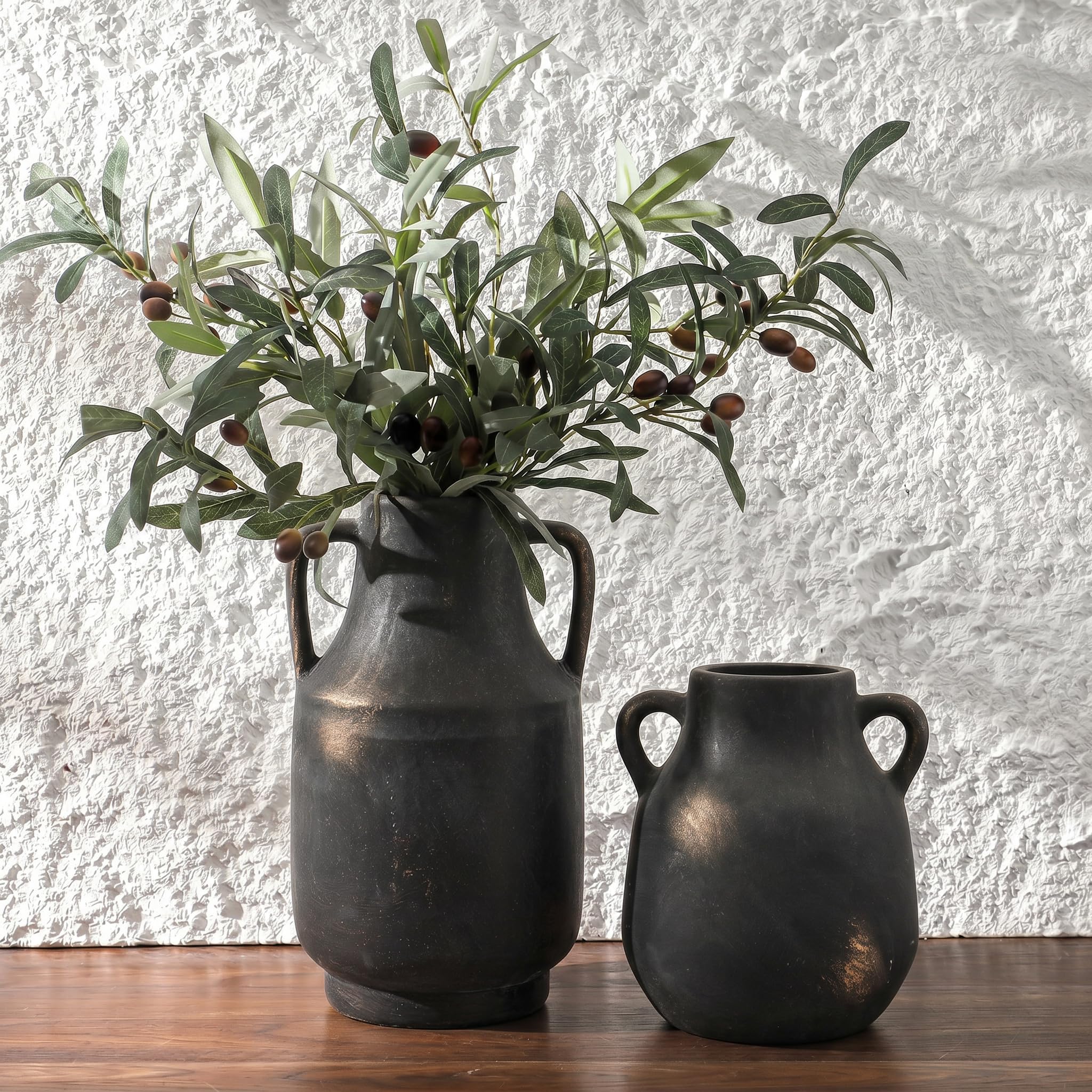 Vintage Boho Black Flower Vase — Set of 2