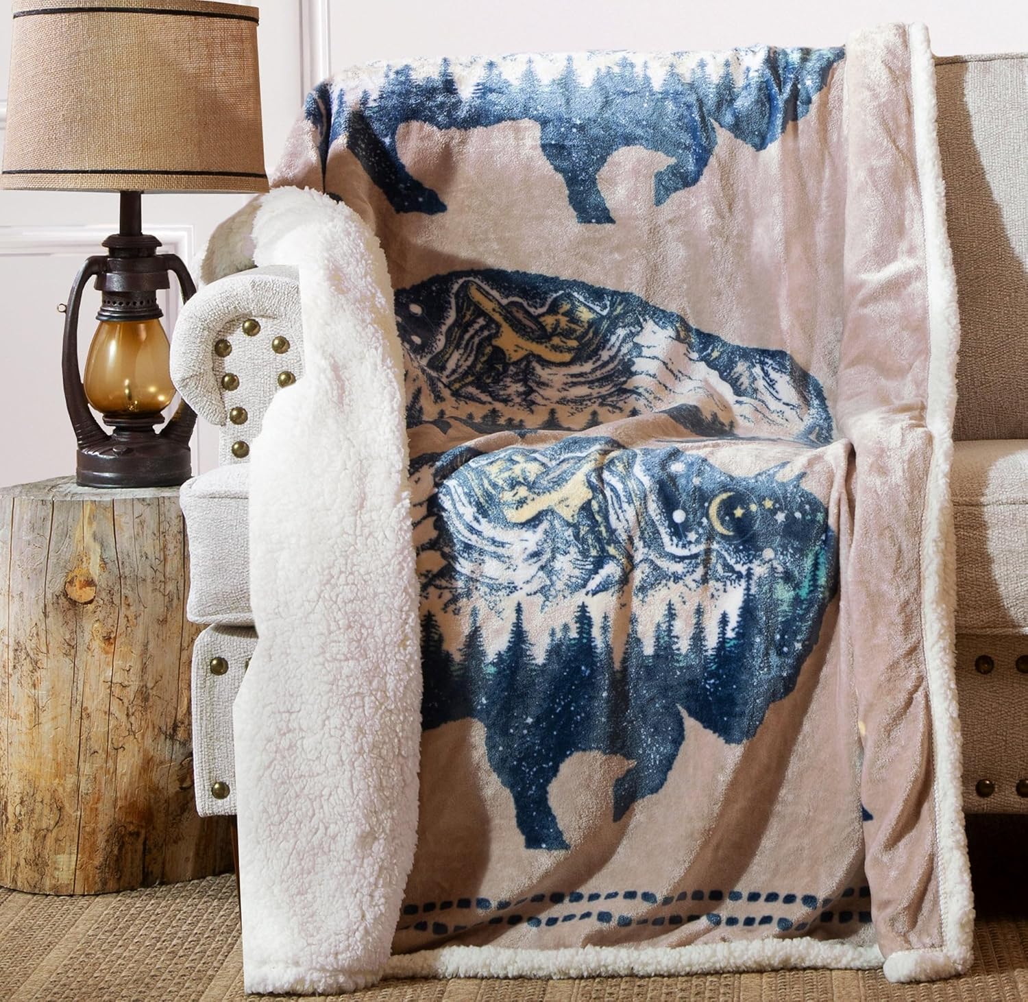 Black Throw Pillow — 54x68 — Three Buffalo
