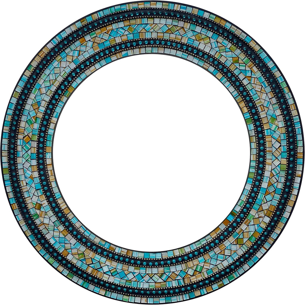 Round Glass Wall Mirror — Turquoise, Coffee Brown, Green
