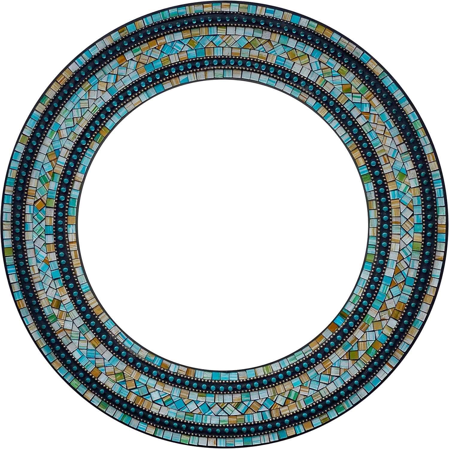 Round Glass Wall Mirror — Turquoise, Coffee Brown, Green