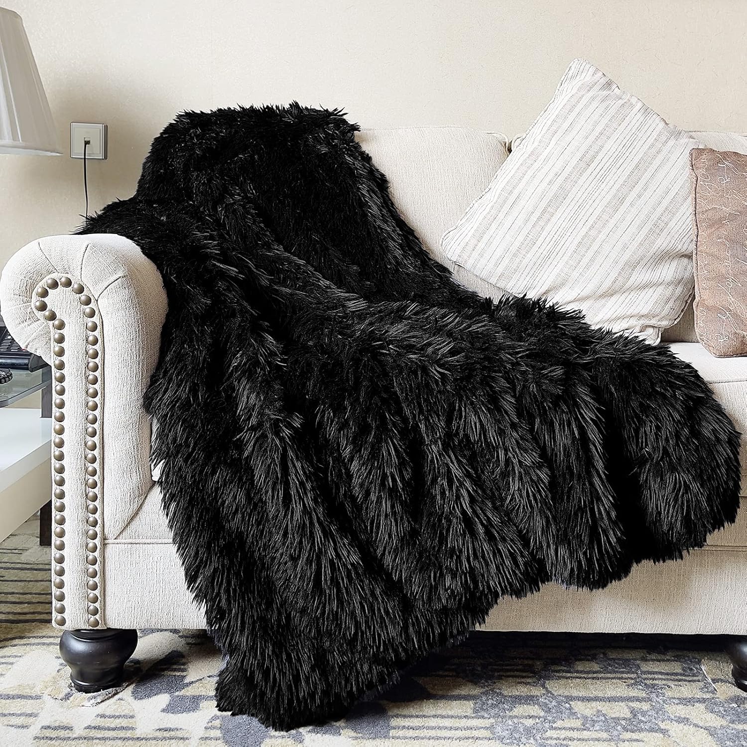 Luxe Black Throw Pillow — 2.8" — Black