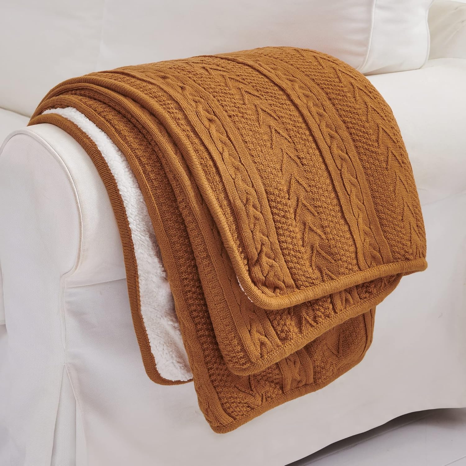 Knit Beige Throw Pillow — 50" - View 5