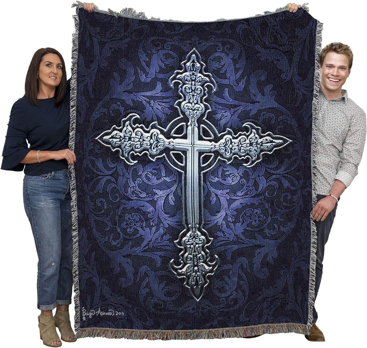 Boho Blue Wall Art — 72x54 — Gothic Cross