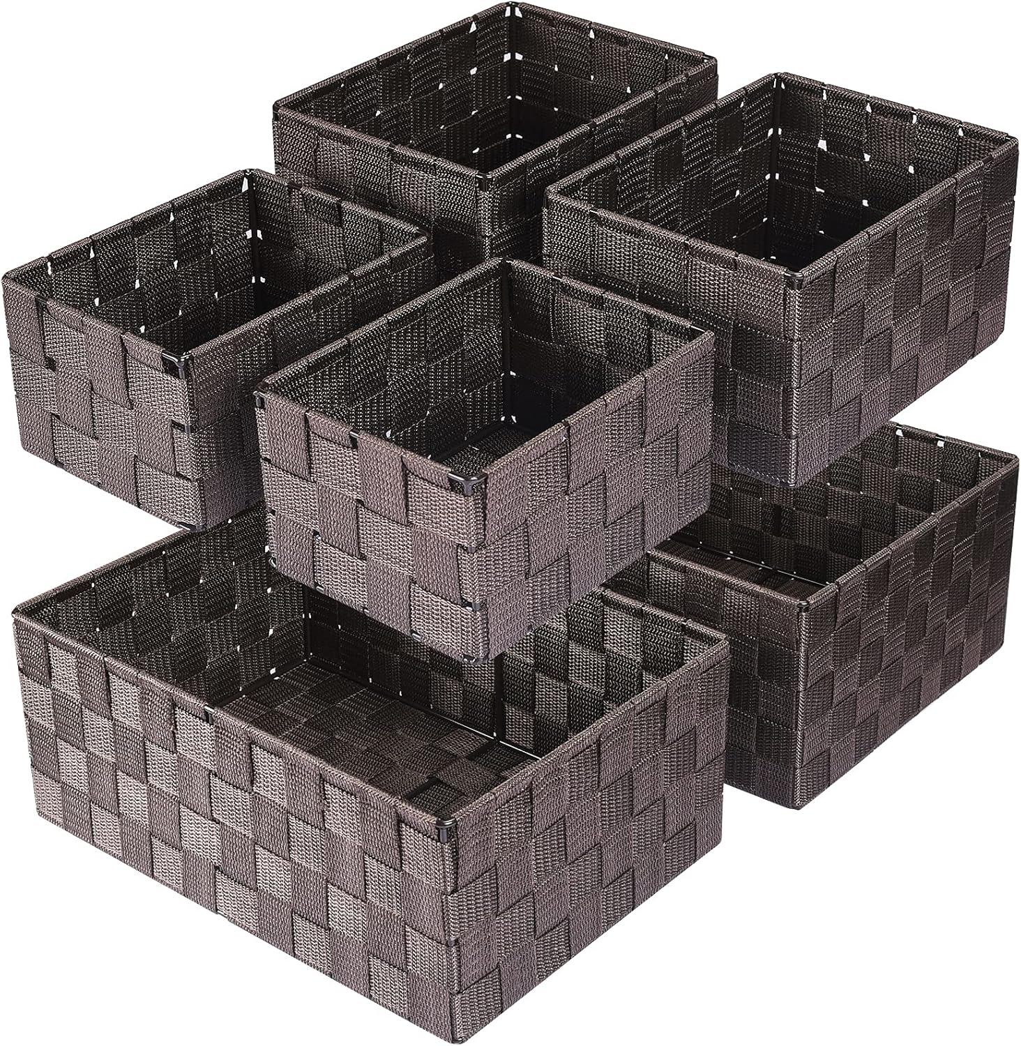 Boho Black Woven Basket — Brown