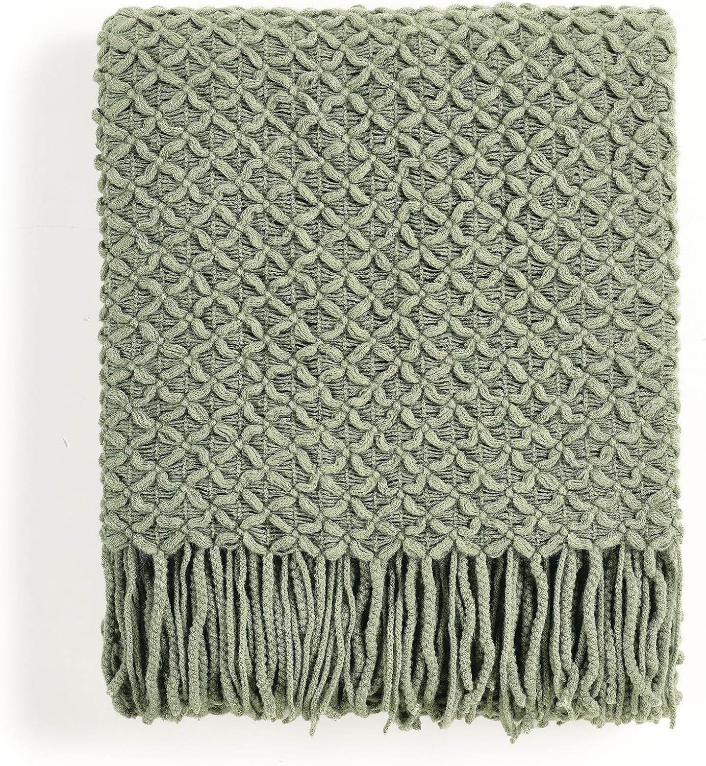Boho Beige Throw Pillow — 50" — Sage Green