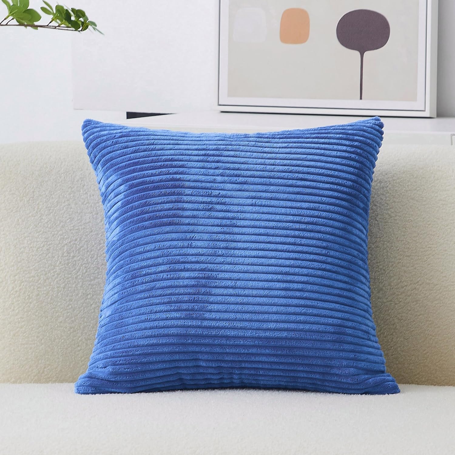 Boho Beige Throw Pillow Cover — 20" — Blue
