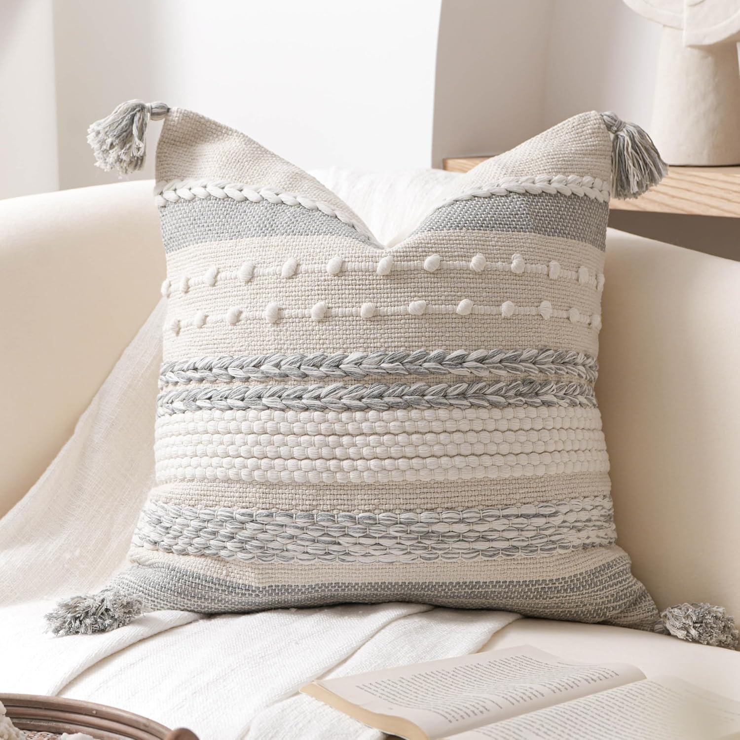 Lumbar Boho Blue Pillow Cover — 36" — 20" x 20" (Pack of 1)