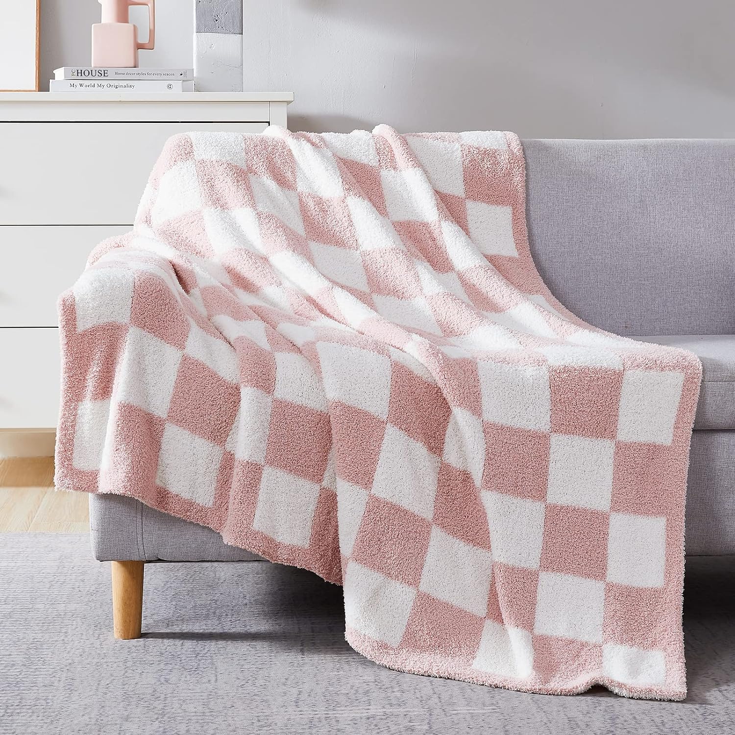 Beige Throw Pillow — 50" — Blush Pink