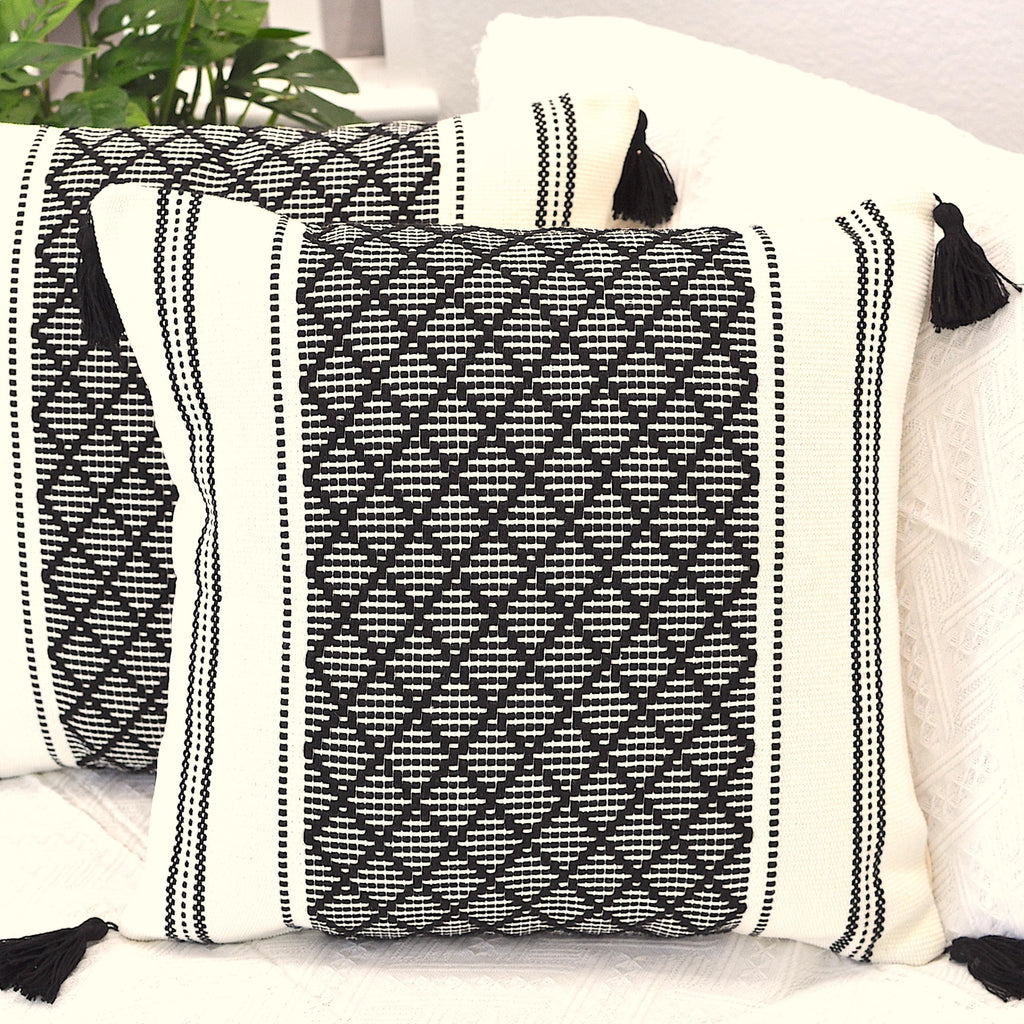 Boho Black Throw Pillow Cover — 20"