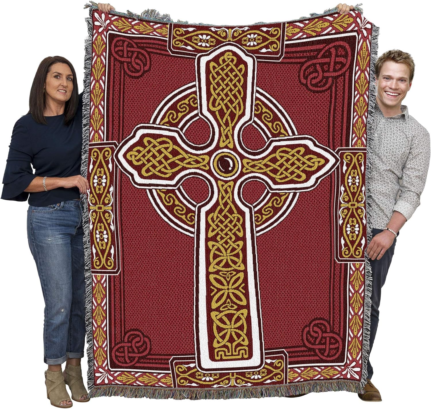Boho Blue Wall Art — 72x54 — Cross Red