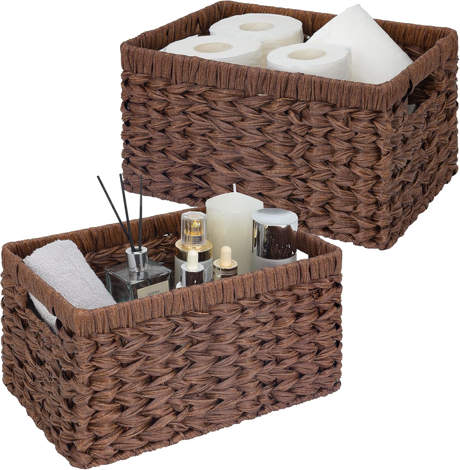Boho Beige Woven Basket — 13" — 13"L x 8 ¼"W x 7"H