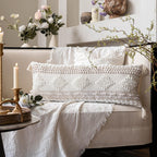 Lumbar Boho Beige Throw Pillow Cover — 36" - View 13