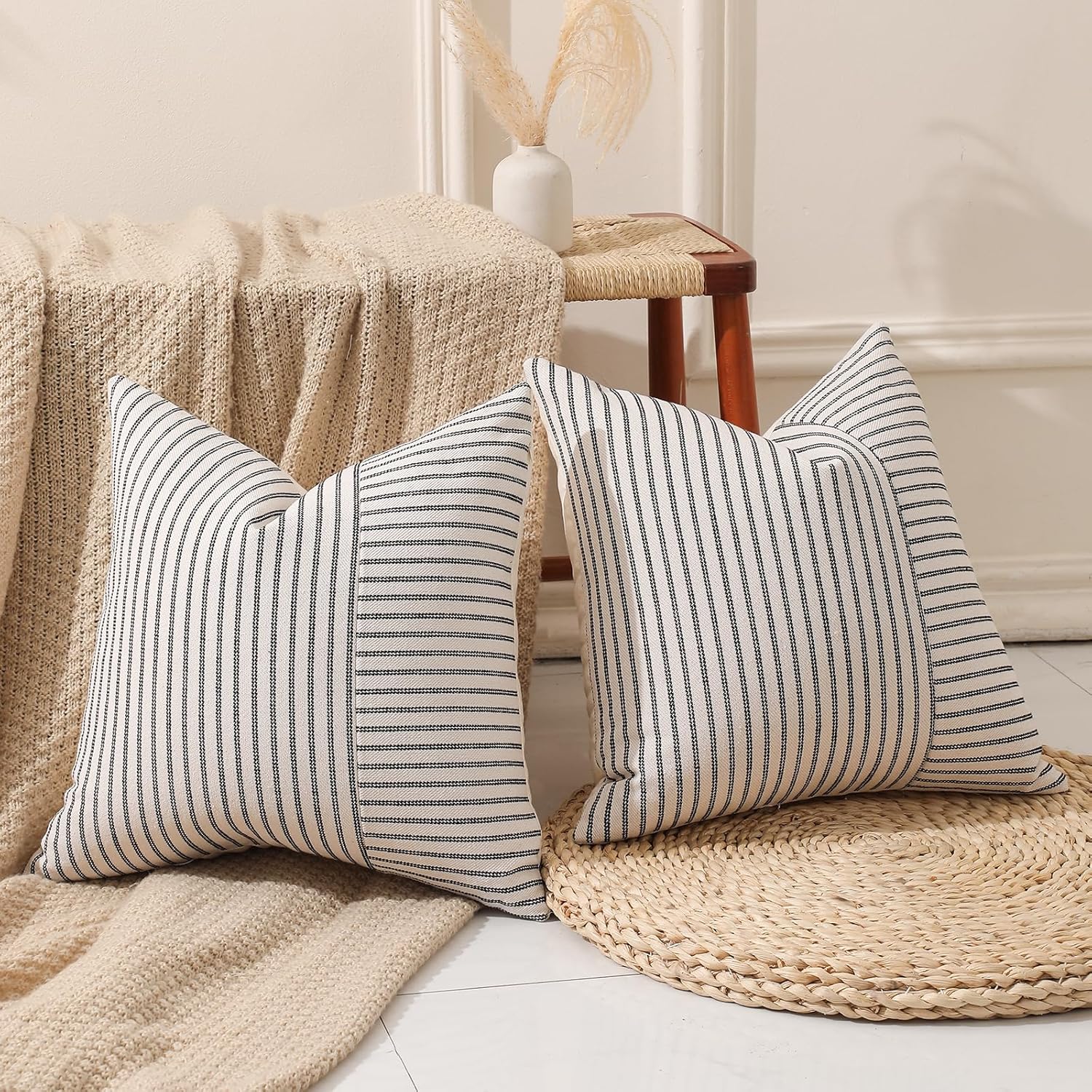 Boho Beige Throw Pillow — 18" - View 2