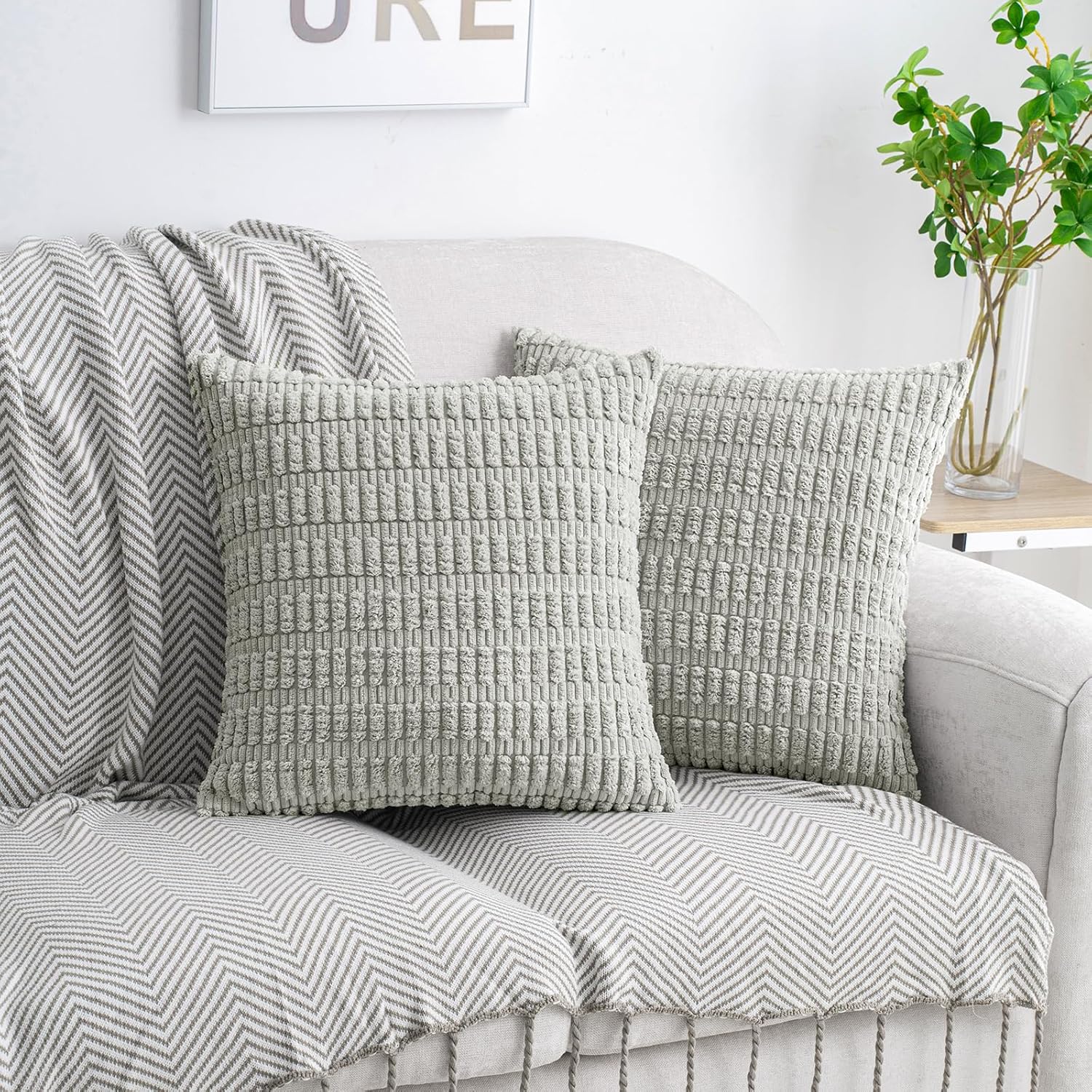 Boho Beige Throw Pillow Cover — 18" — 16" x 16" (Pack of 2)