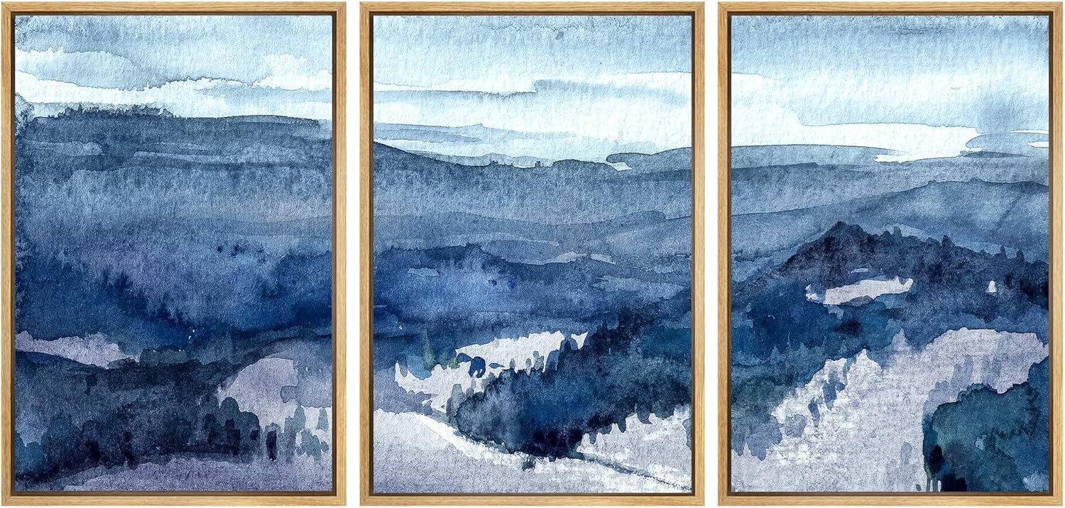 Framed Modern Fabric Wall Art — 16" — 16"x24"x3 Panels Natural