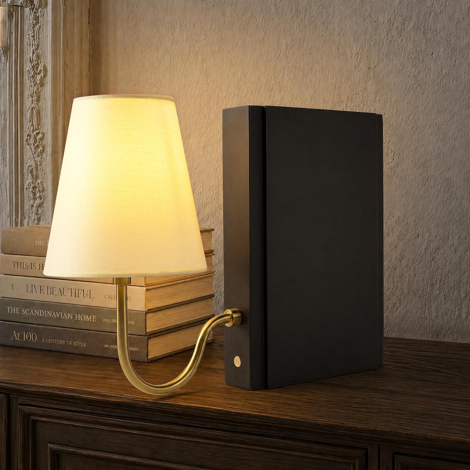 Cordless Modern Beige Table Lamp — Black
