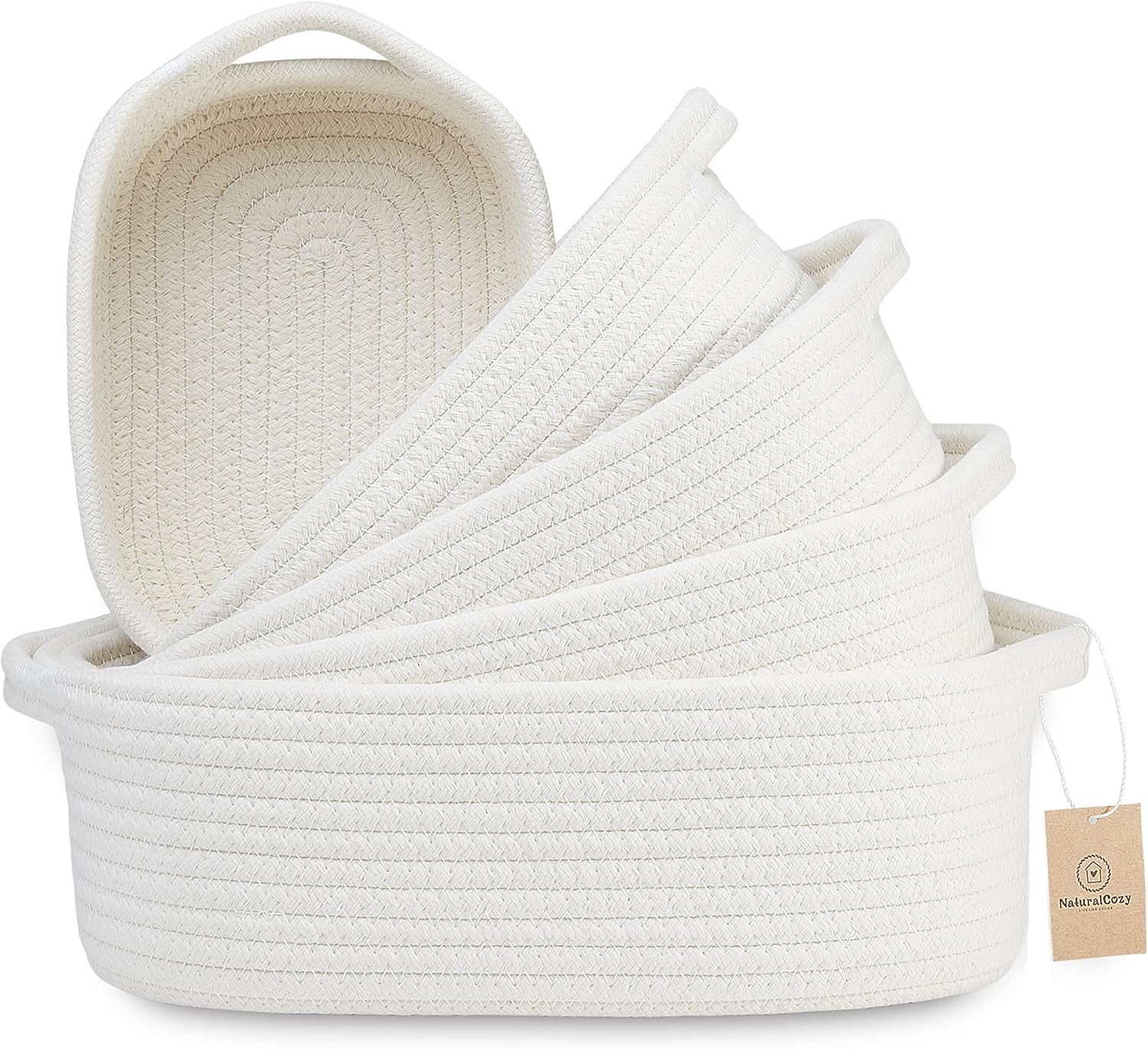 Boho Beige Woven Basket — Off White