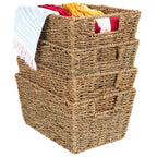 Handwoven Boho Beige Storage Basket — Set of 4