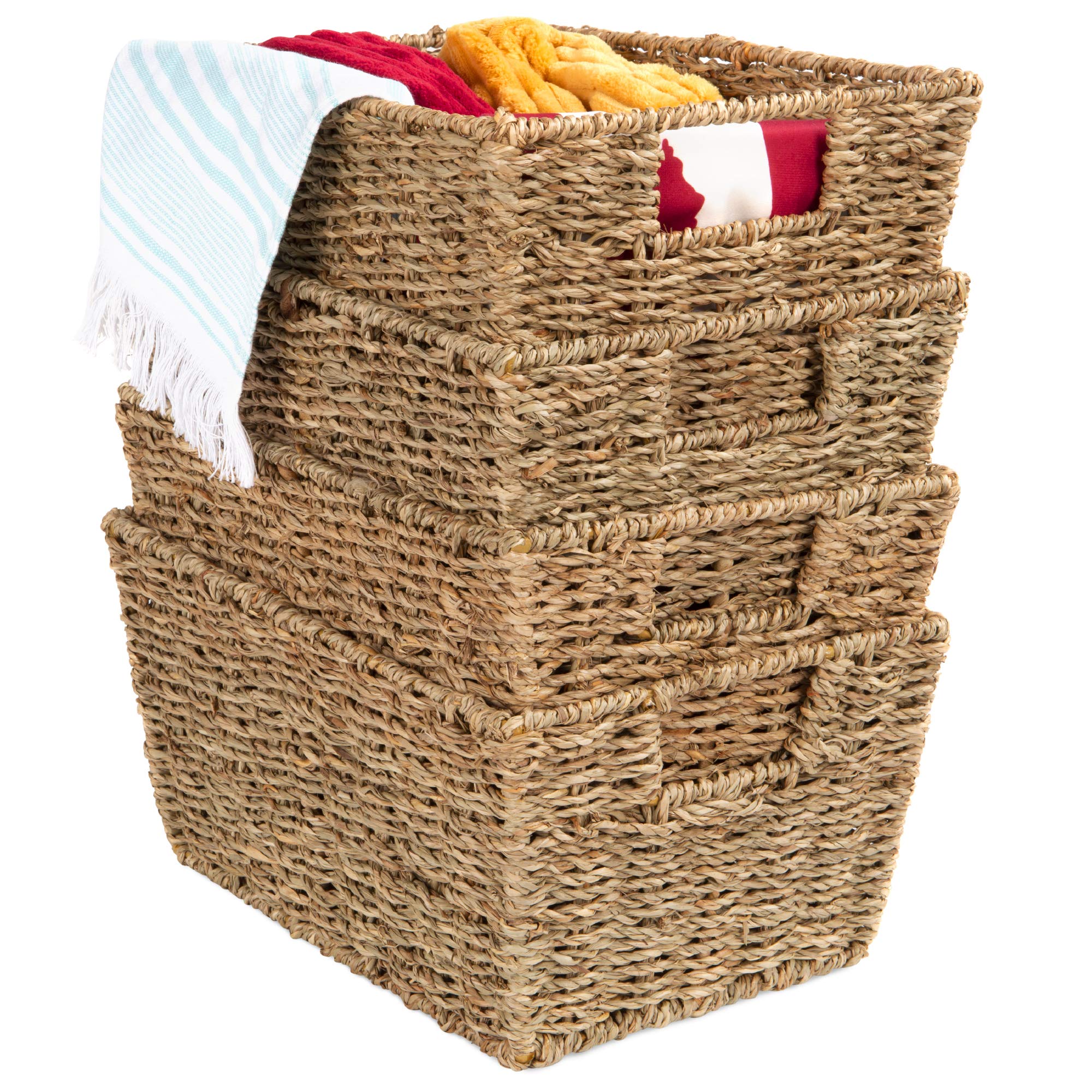 Handwoven Boho Beige Storage Basket — Set of 4