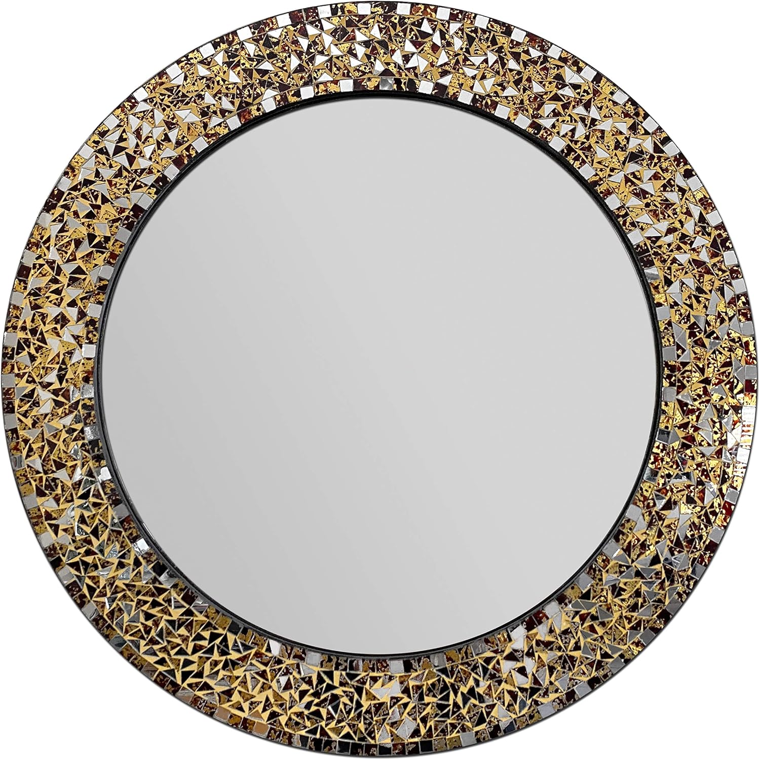 Round Luxe Beige Wall Mirror — 24" — Golden Sands