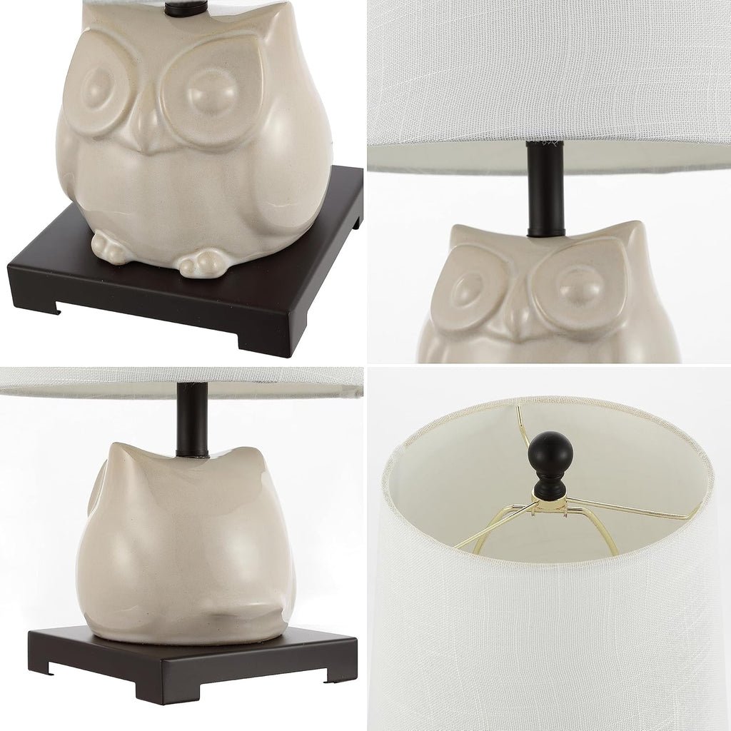 Linen Farmhouse Black Nightstand Lamp — 16" - View 4
