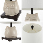 Linen Farmhouse Black Nightstand Lamp — 16" - View 4