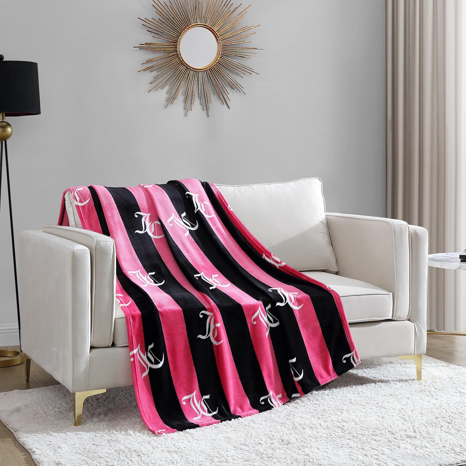 Black Throw Pillow — 50" — Hot Pink