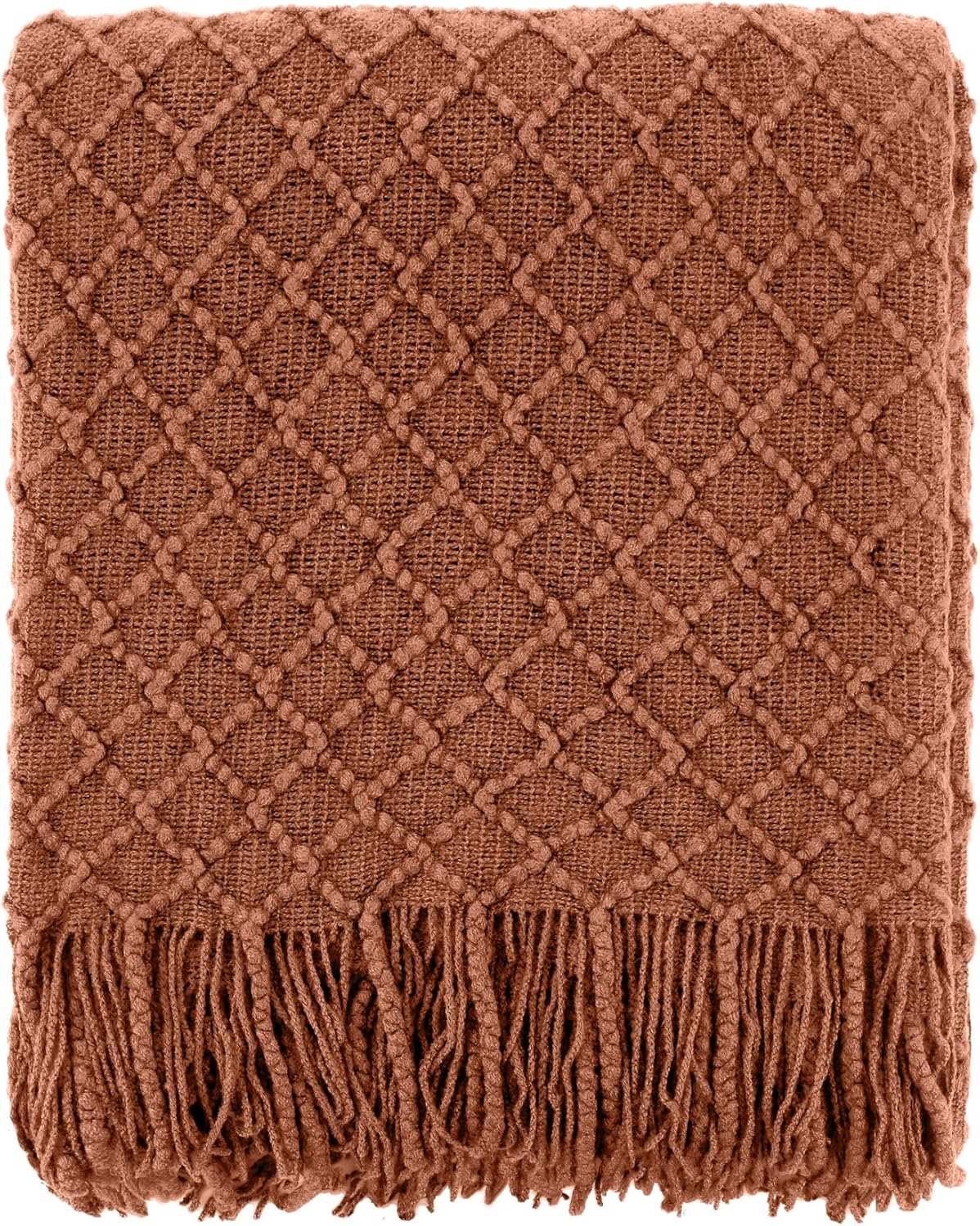 Boho Beige Throw Pillow — 50" — Rust Caramel