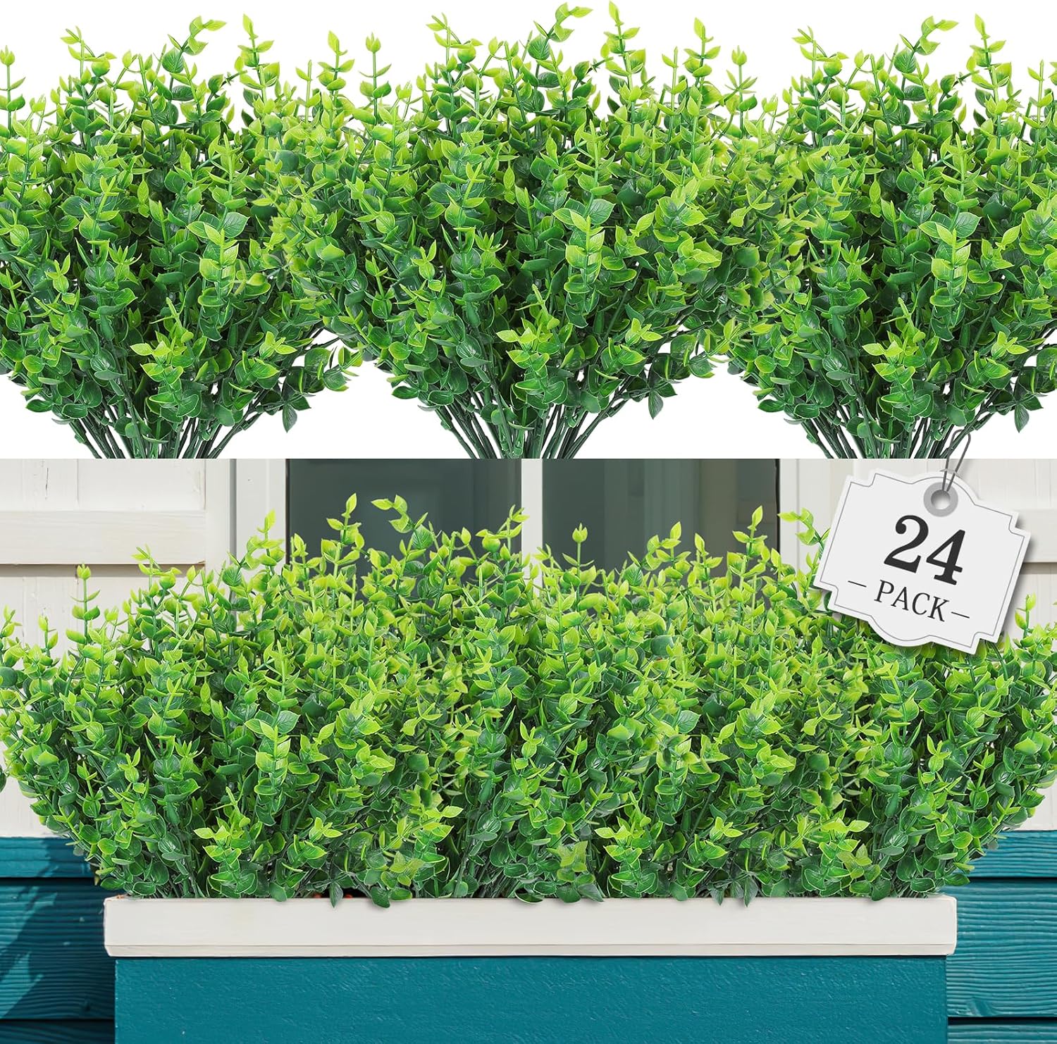 Farmhouse Black Faux Plant — Green-eucalyptus