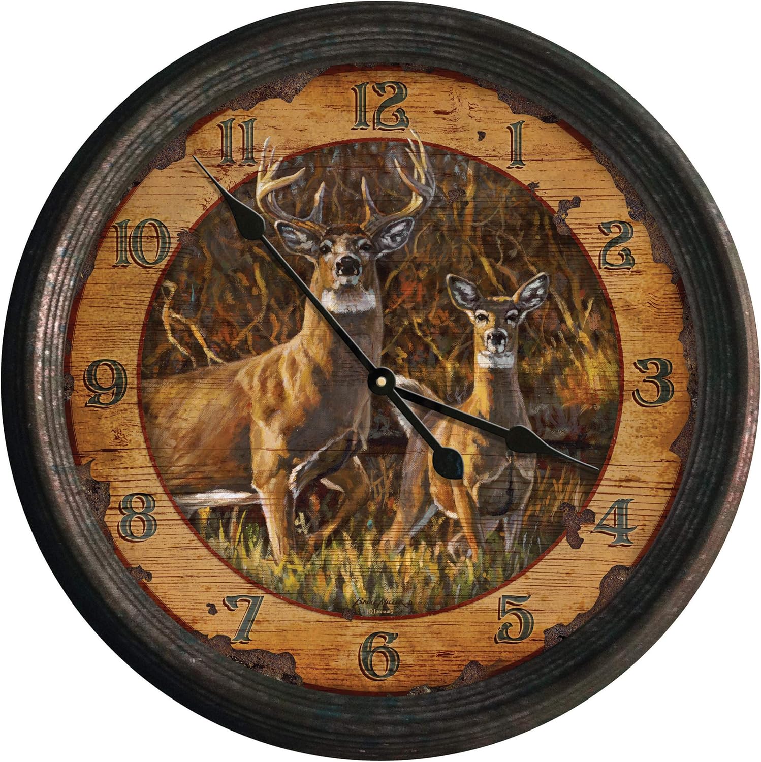 Battery-Operated Farmhouse Black Wall Clock — 15" — Buck and Doe