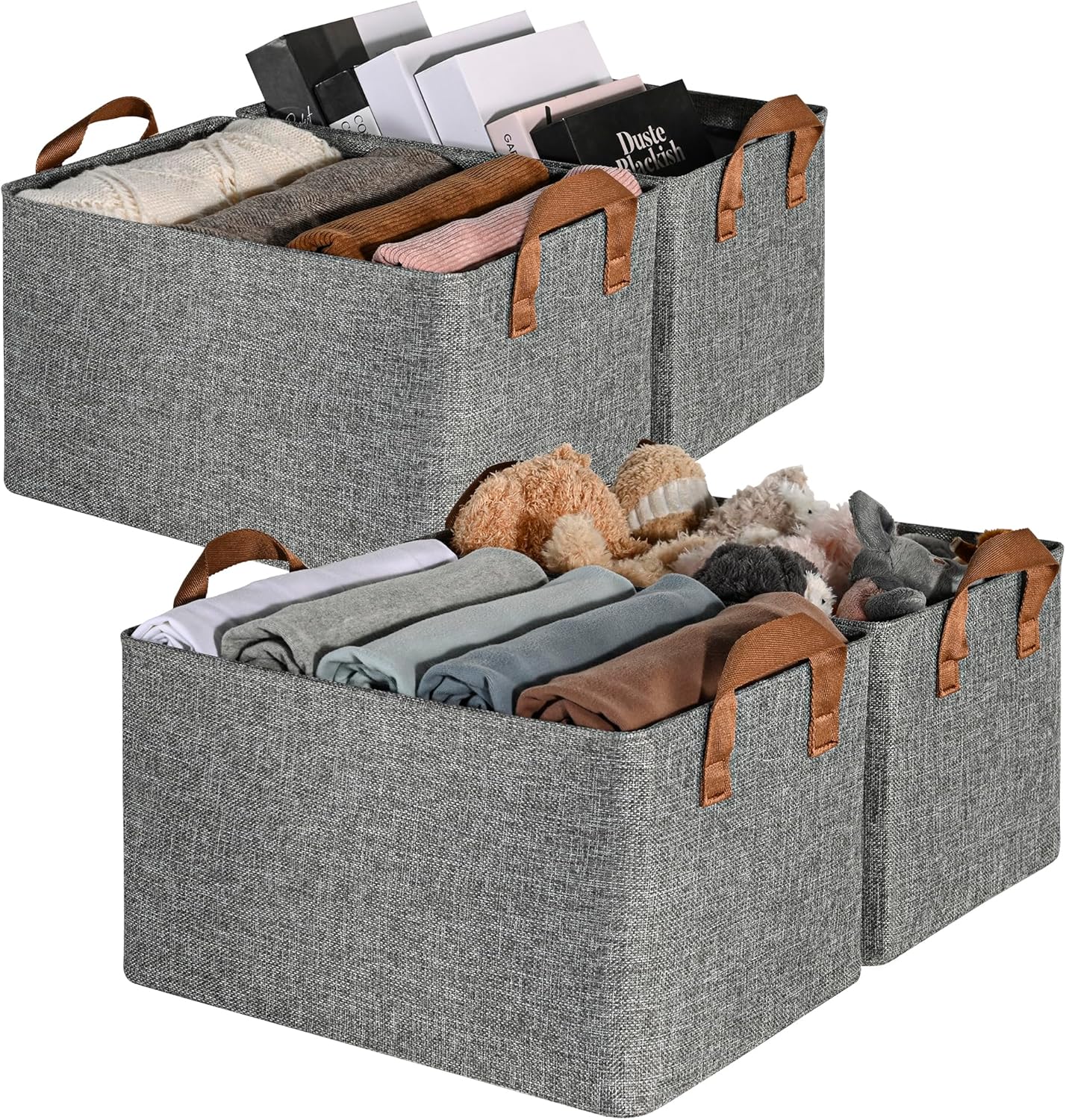 Beige Storage Bin — Large - 4 Pack