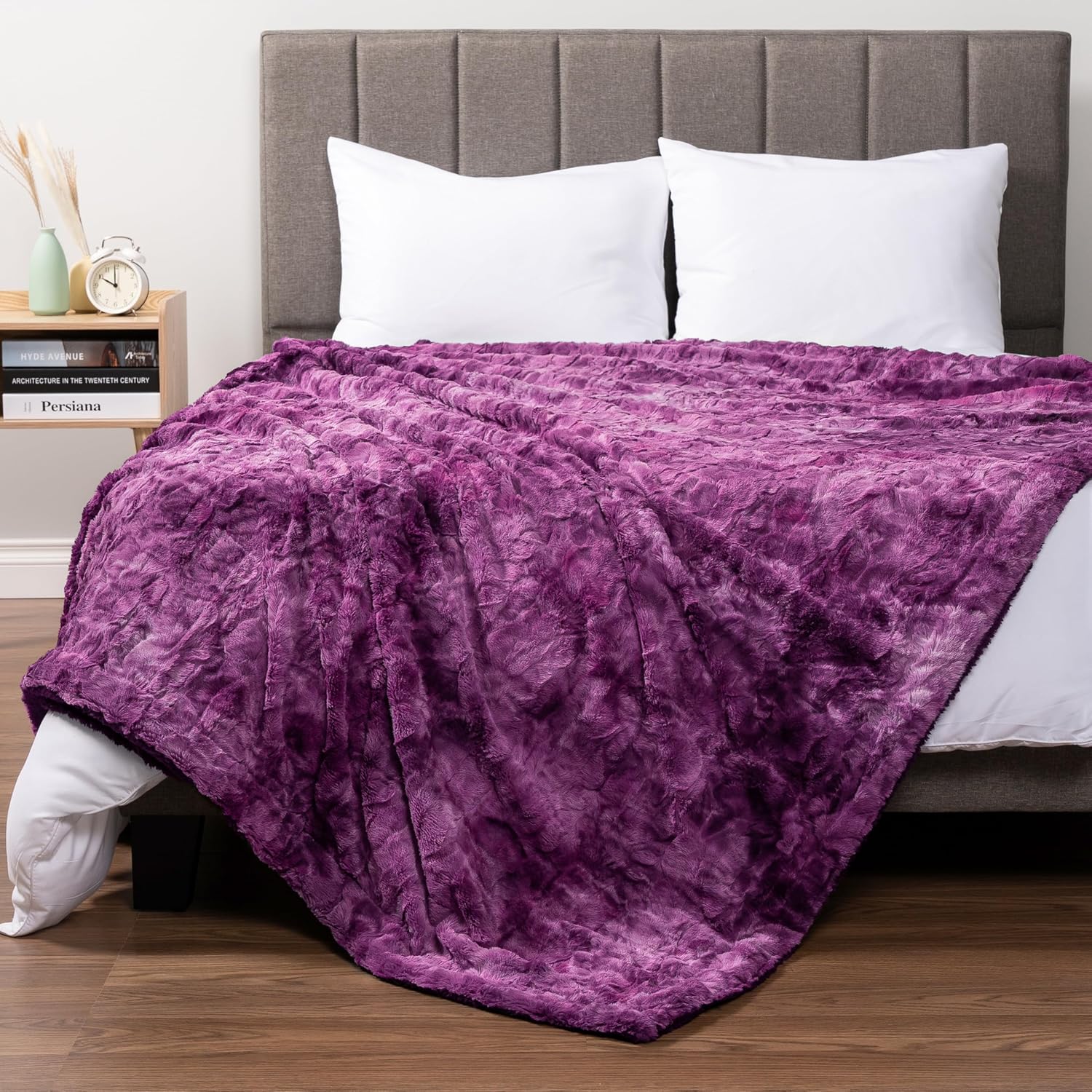 Beige Throw Pillow — 80" — Purple